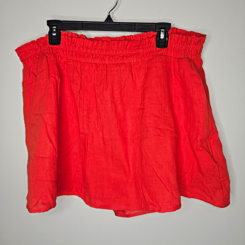Old Navy XL Orange Gauzey Cotton Crinkle Ruffle Skort Minimalist Pockets Sporty